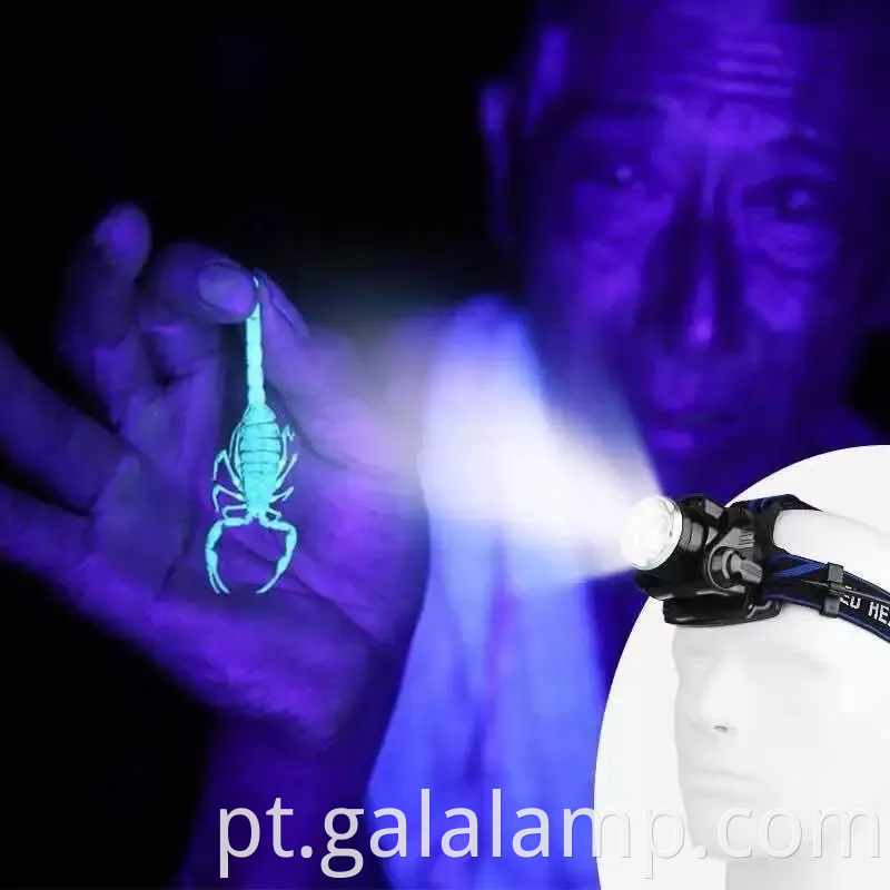 Faróis UV recarregáveis com 395nm LED para pesca noturna e caça ao escorpião